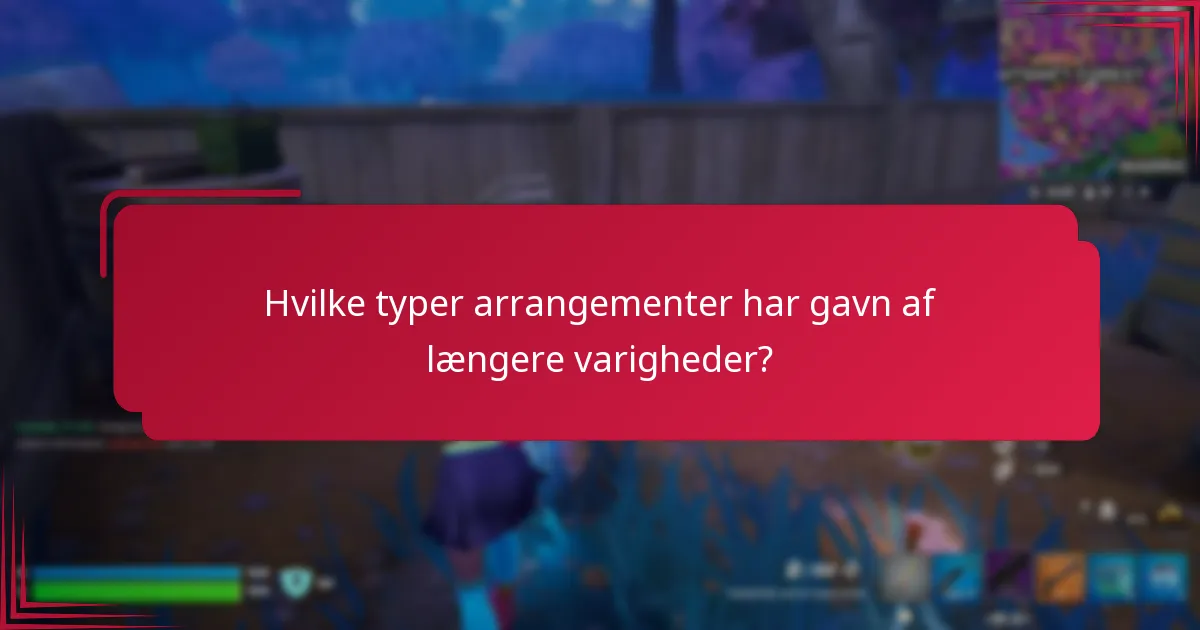 Hvilke typer arrangementer har gavn af længere varigheder?